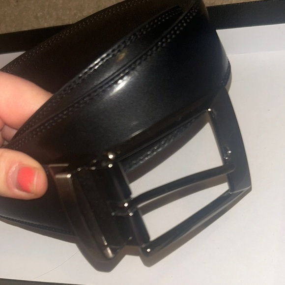 Genuine Leather Black Belt with Silver Buckle - Picture 4 of 5